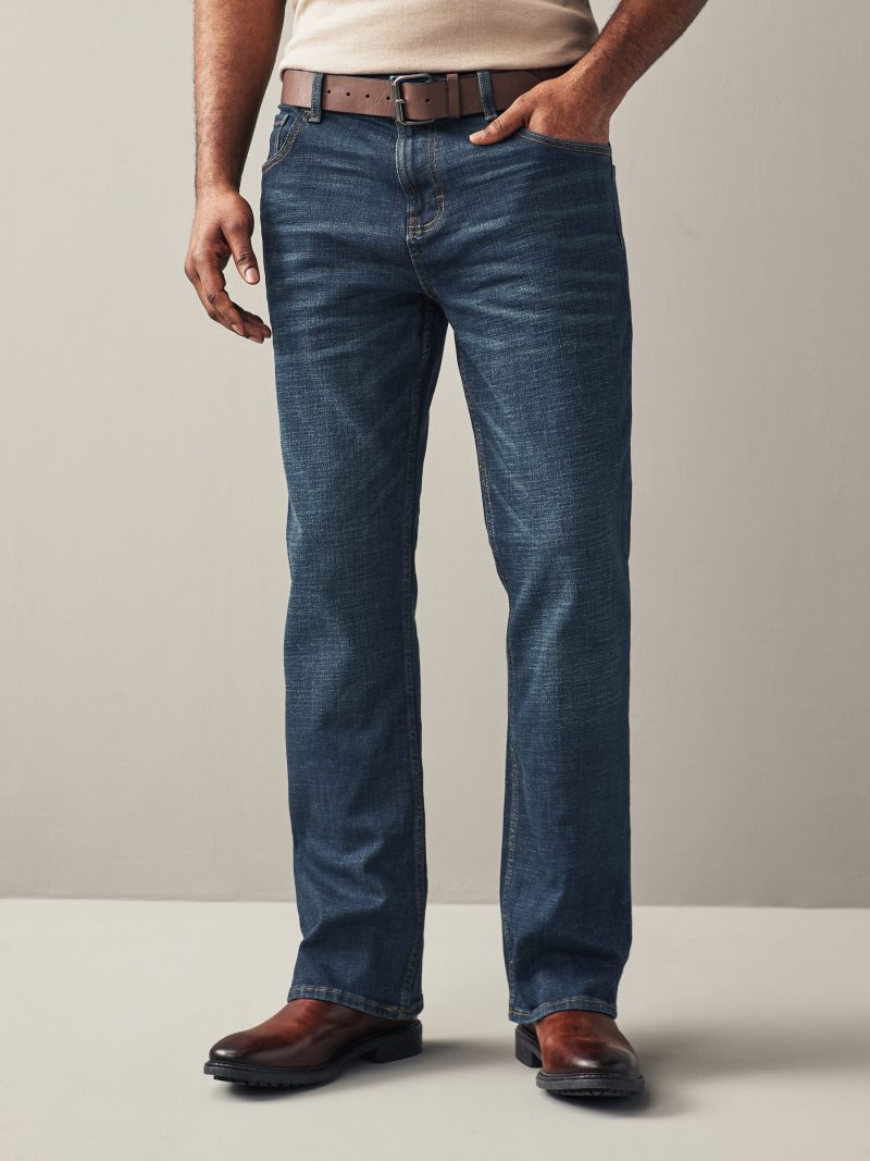 Stuf3841| Blue Washed Bootcut Belted Authentic Jeans