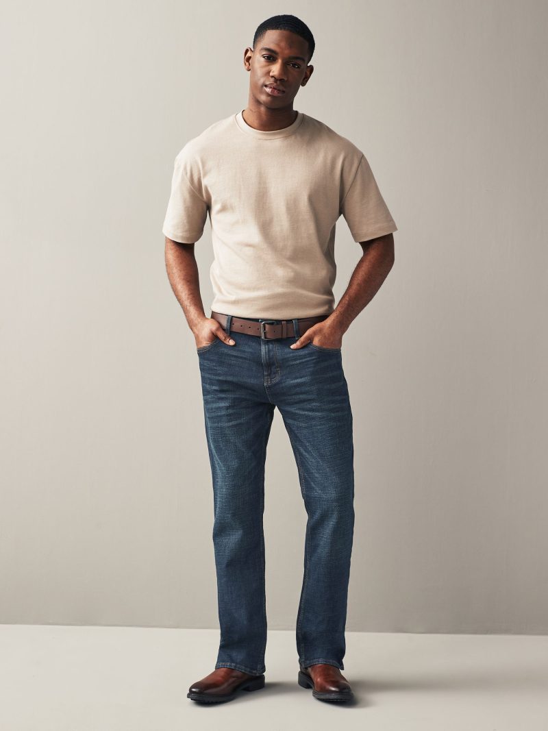 Stuf3841| Blue Washed Bootcut Belted Authentic Jeans - Image 2