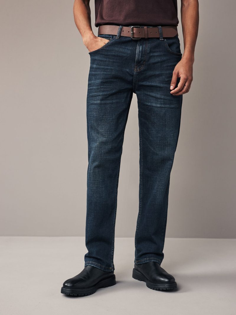 Stuf3849| Blue Washed Straight Fit Belted Authentic Jeans