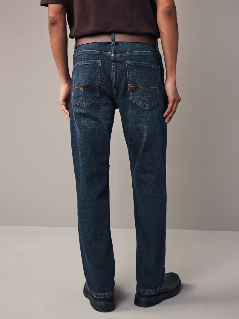 Stuf3849| Blue Washed Straight Fit Belted Authentic Jeans - Image 2