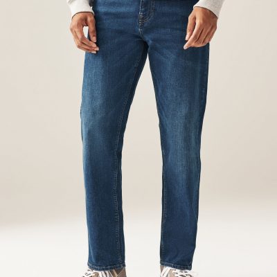 Stuf3842| Blue Mid Single Straight Fit Classic Stretch Jeans