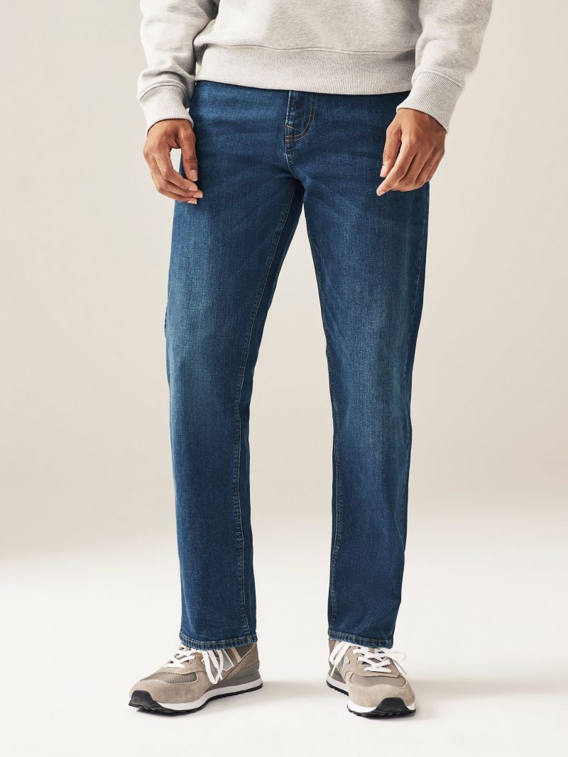 Stuf3842| Blue Mid Single Straight Fit Classic Stretch Jeans