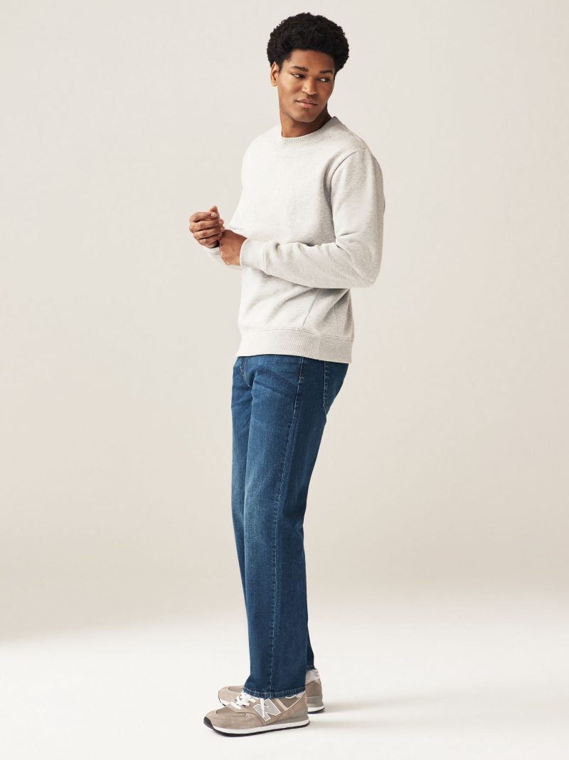 Stuf3842| Blue Mid Single Straight Fit Classic Stretch Jeans - Image 3