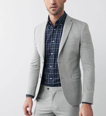 Stuf3879| Light Grey Skinny Motionflex Stretch Suit Jacket