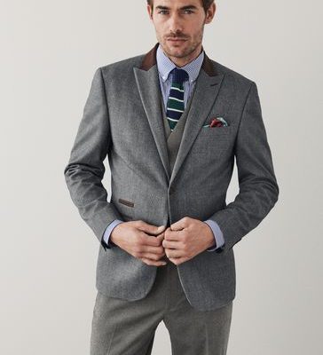 Stuf3890| Grey Slim Signature Tollegno Italian Wool Suit Jacket