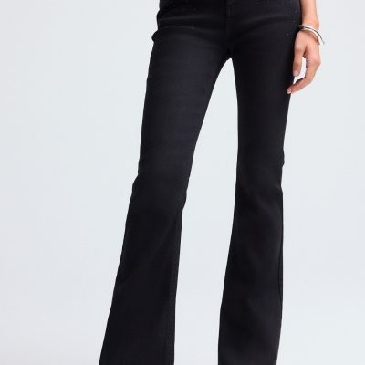Stuf3865| Black Embellished Supersoft Flare Jeans
