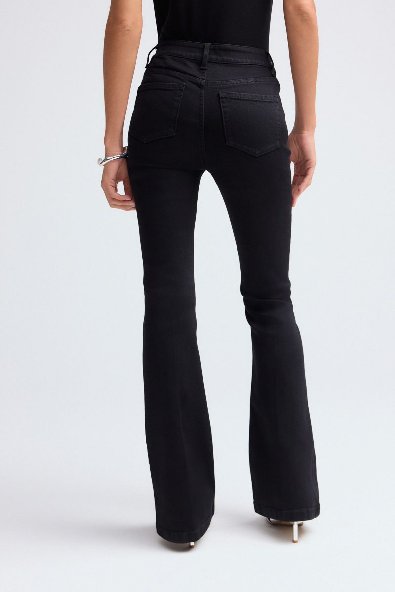 Stuf3865| Black Embellished Supersoft Flare Jeans - Image 3