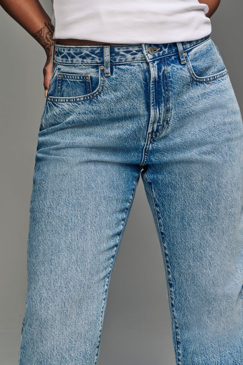 Stuf3860| Mid Blue Hourglass Rigid Straight Leg 100% Cotton Jeans - Image 5
