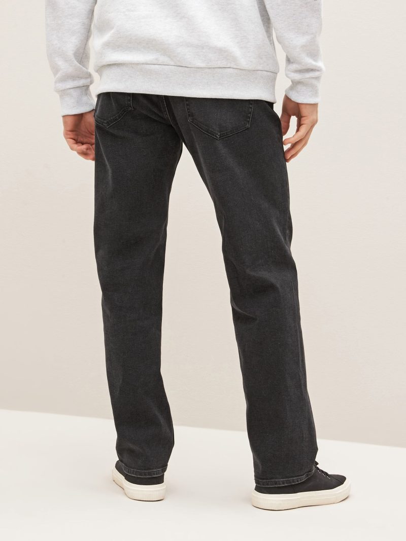 Stuf3844| Black Straight Fit Straight Fit Essential Stretch Jeans - Image 3