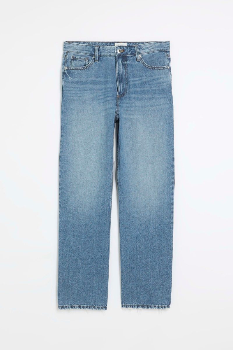 Stuf3858| Mid Blue High Rise Relaxed Straight Leg 100% Cotton Jeans - Image 5
