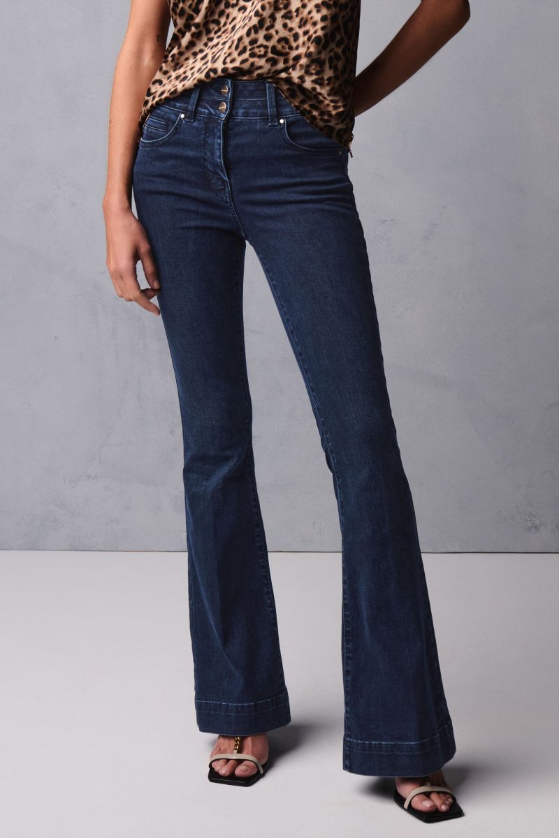 Stuf3866| Blue Flared Lift Slim And Shape Bootcut Jeans - Image 3