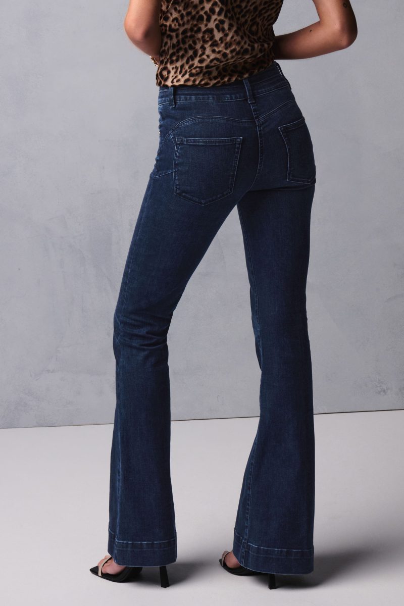 Stuf3866| Blue Flared Lift Slim And Shape Bootcut Jeans - Image 4