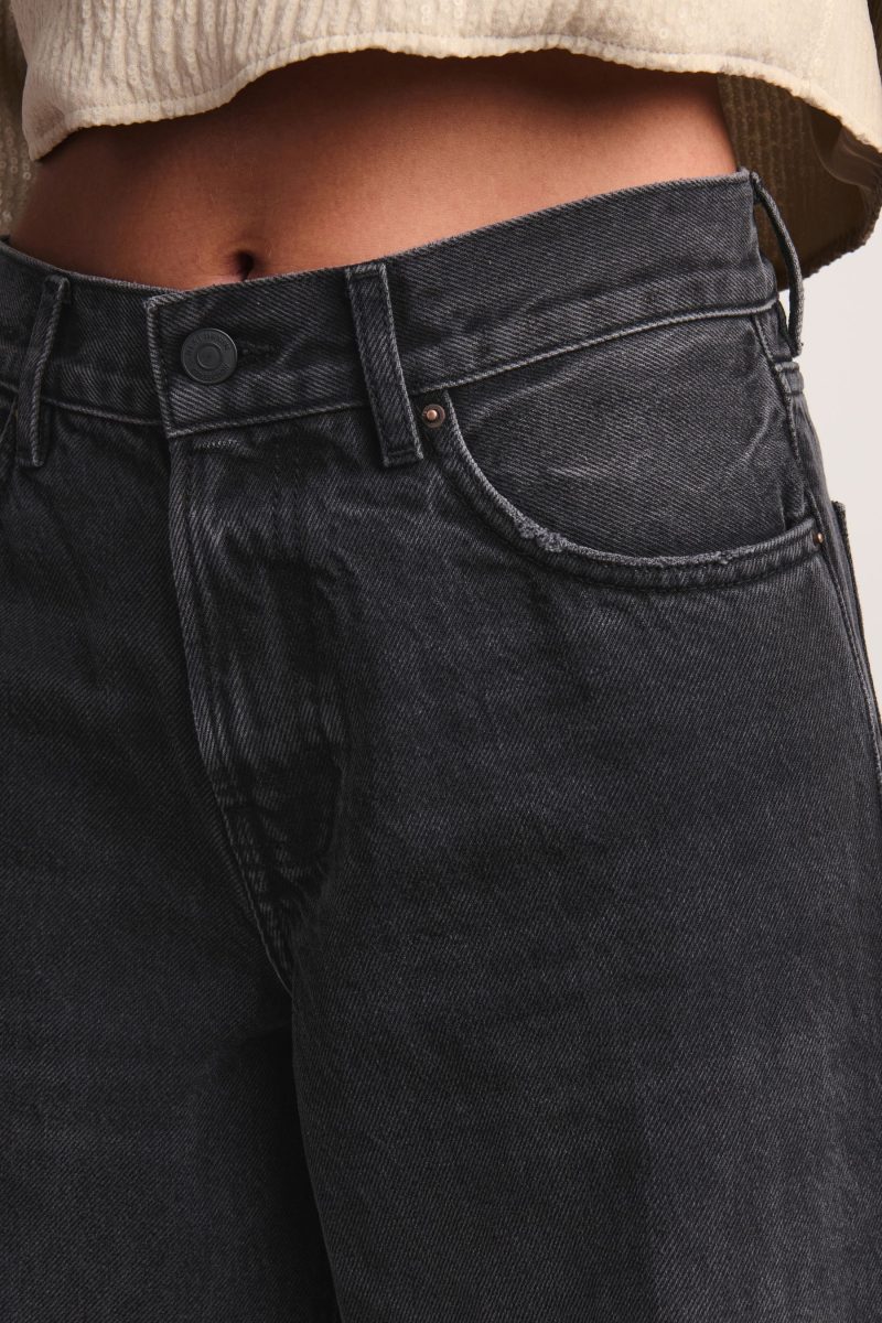 Stuf3862| Washed Black Rigid Wide Leg 100% Cotton Jeans - Image 5