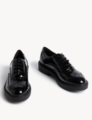 Stuf3877| Patent Lace Up Flatform Brogues