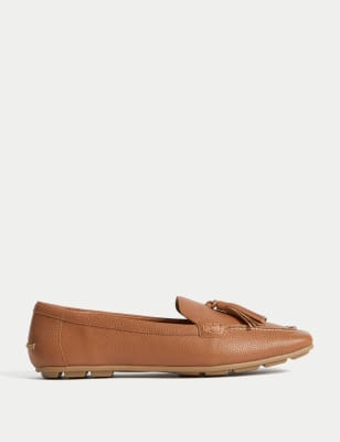 Stuf3871| Wide Fit Leather Tassel Flat Boat Shoes