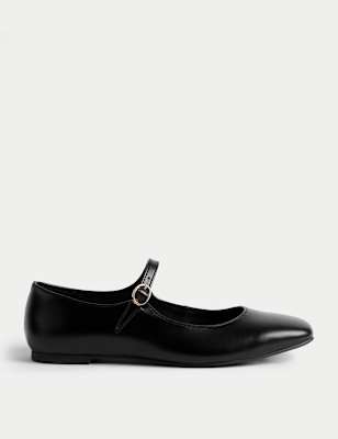 Stuf3872| Buckle Flat Square Toe Ballet Pumps